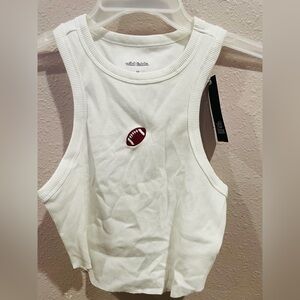 Target White Ribbed Tank Top with Purple Accent